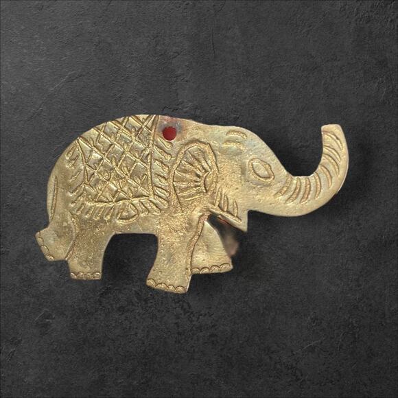 Vintage Heavy Brass Double-sided Elephant Christmas Holiday Ornament Zoo Wild - Picture 7 of 10